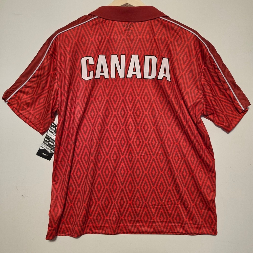 Umbro Canada Soccer Jersey Geometric Diamond Print Football 2026 Red Size Large - Picture 4 of 10